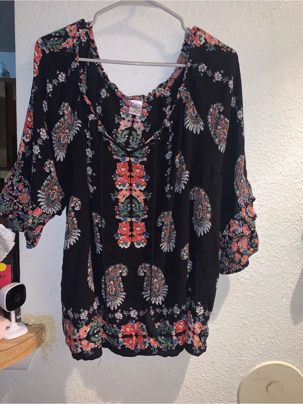 Billabong Black Floral Paisley Peasant Tunic